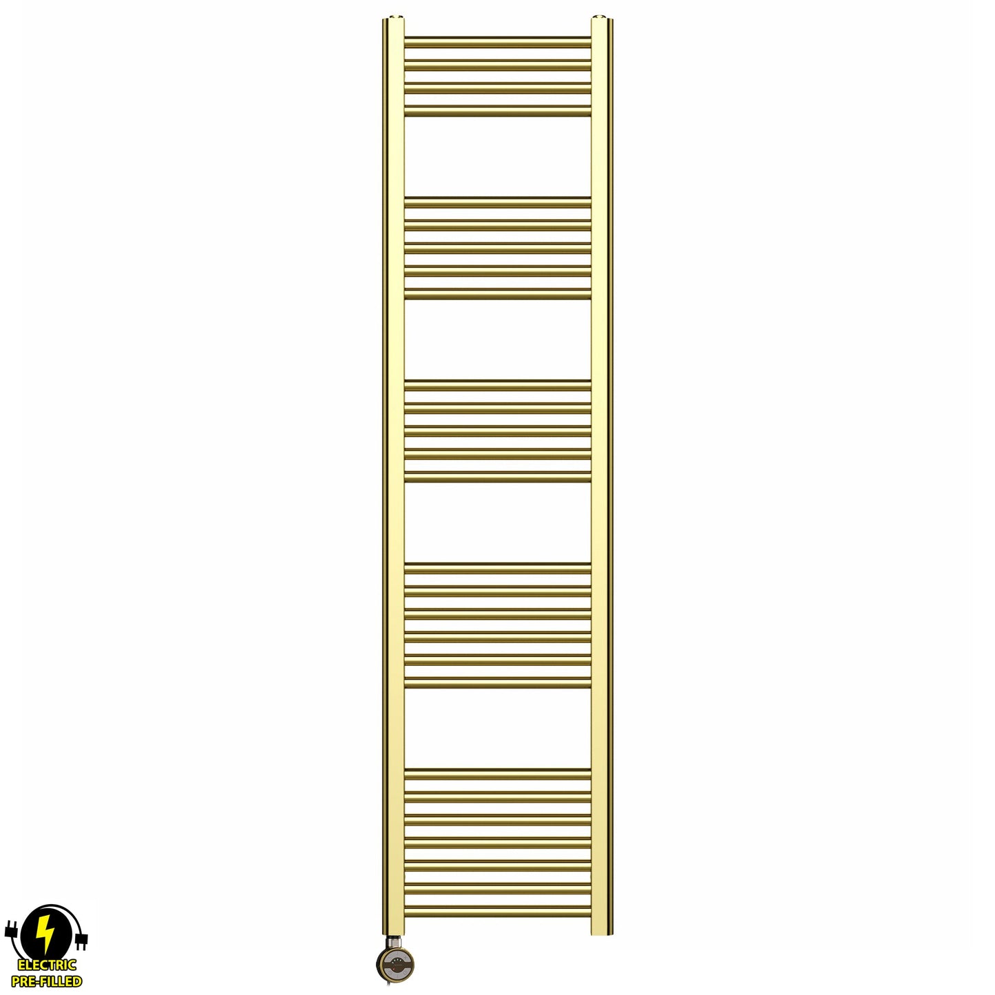 300mm Wide - Electric Heated Towel Rail Radiator - Shiny Gold - Straight