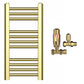 Small 300mm x 600mm Shiny Gold Heated Towel Rail Radiator