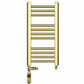 Small Dual Fuel 300mm x 600mm Shiny Gold Heated Towel Rail Radiator- (incl. Valves + Electric Heating Kit)