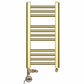 Dual Fuel - 300mm Wide - Shiny Gold- Heated Towel Rail Radiator - (incl. Valves + Electric Heating Kit)