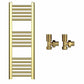 Small 300mm x 900mm Shiny Gold Heated Towel Rail Radiator