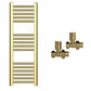 Small 300mm x 900mm Shiny Gold Heated Towel Rail Radiator