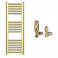 Small 300mm x 900mm Shiny Gold Heated Towel Rail Radiator