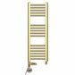 Dual Fuel - 300mm Wide - Shiny Gold- Heated Towel Rail Radiator - (incl. Valves + Electric Heating Kit)