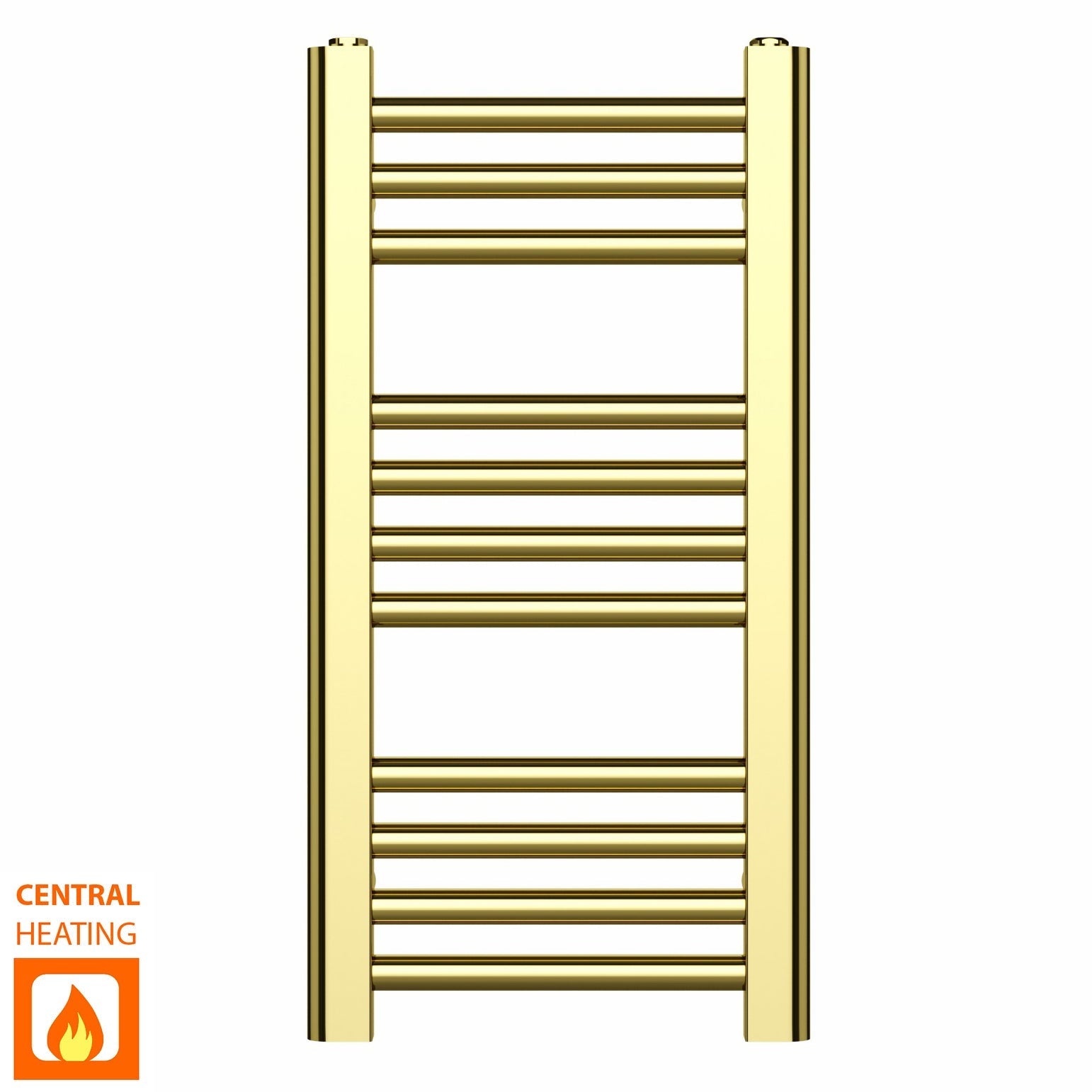 Small 300mm x 600mm Shiny Gold Heated Towel Rail Radiator
