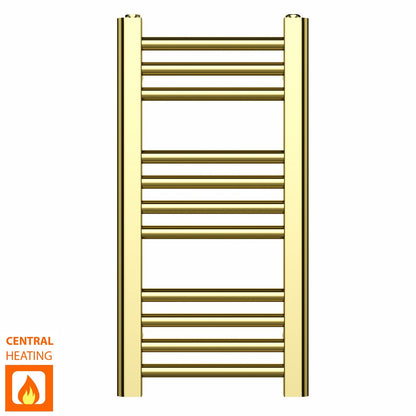 Small 300mm x 600mm Shiny Gold Heated Towel Rail Radiator