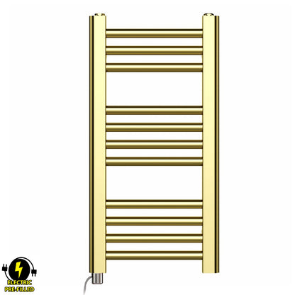  300mm x 600mm Small Gold Electric Heated Towel Rail Radiator 