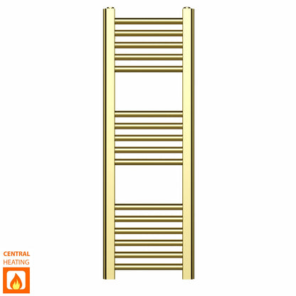 Small 300mm x 900mm Shiny Gold Heated Towel Rail Radiator