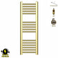 Small 300mm x 900mm Shiny Gold Electric Pre-Filled Heated Towel Rail Radiator