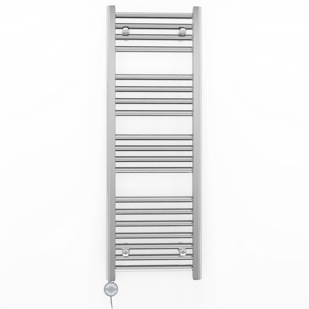 300mm Wide - Electric Heated Towel Rail Radiator - Flat Chrome - Straight