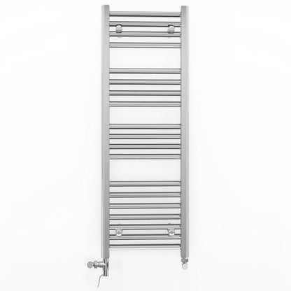 Dual Fuel 400mm x 1000mm Straight Chrome  Heated Towel Rail Radiator- (incl. Valves + Electric Heating Kit)