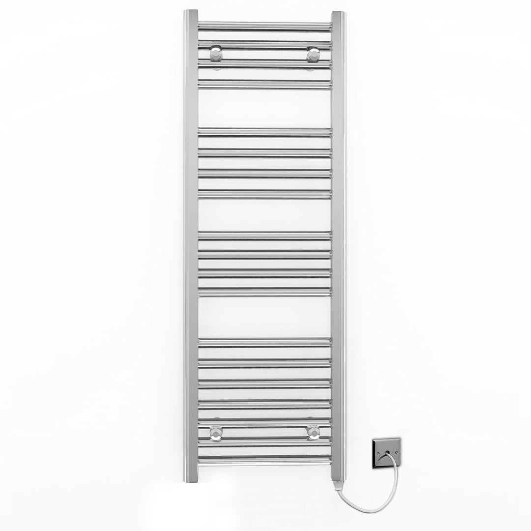 450mm Wide - Electric Heated Towel Rail Radiator - Flat Chrome - Straight