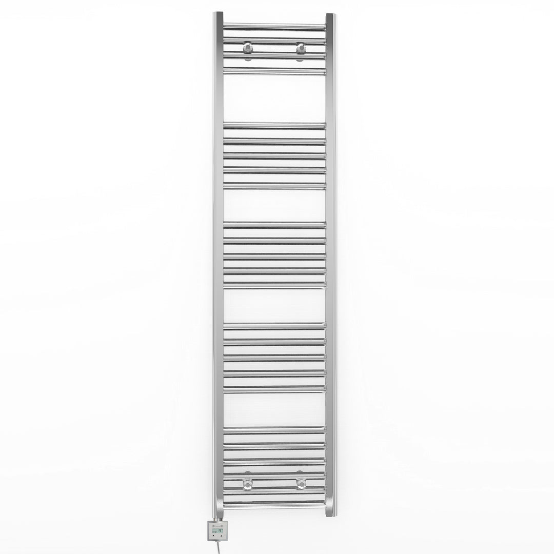 300mm Wide - Electric Heated Towel Rail Radiator - Flat Chrome - Straight