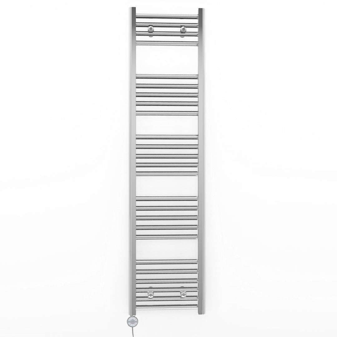350mm x 1400mm Straight Chrome Electric Pre-Filled Heated Towel Rail Radiator