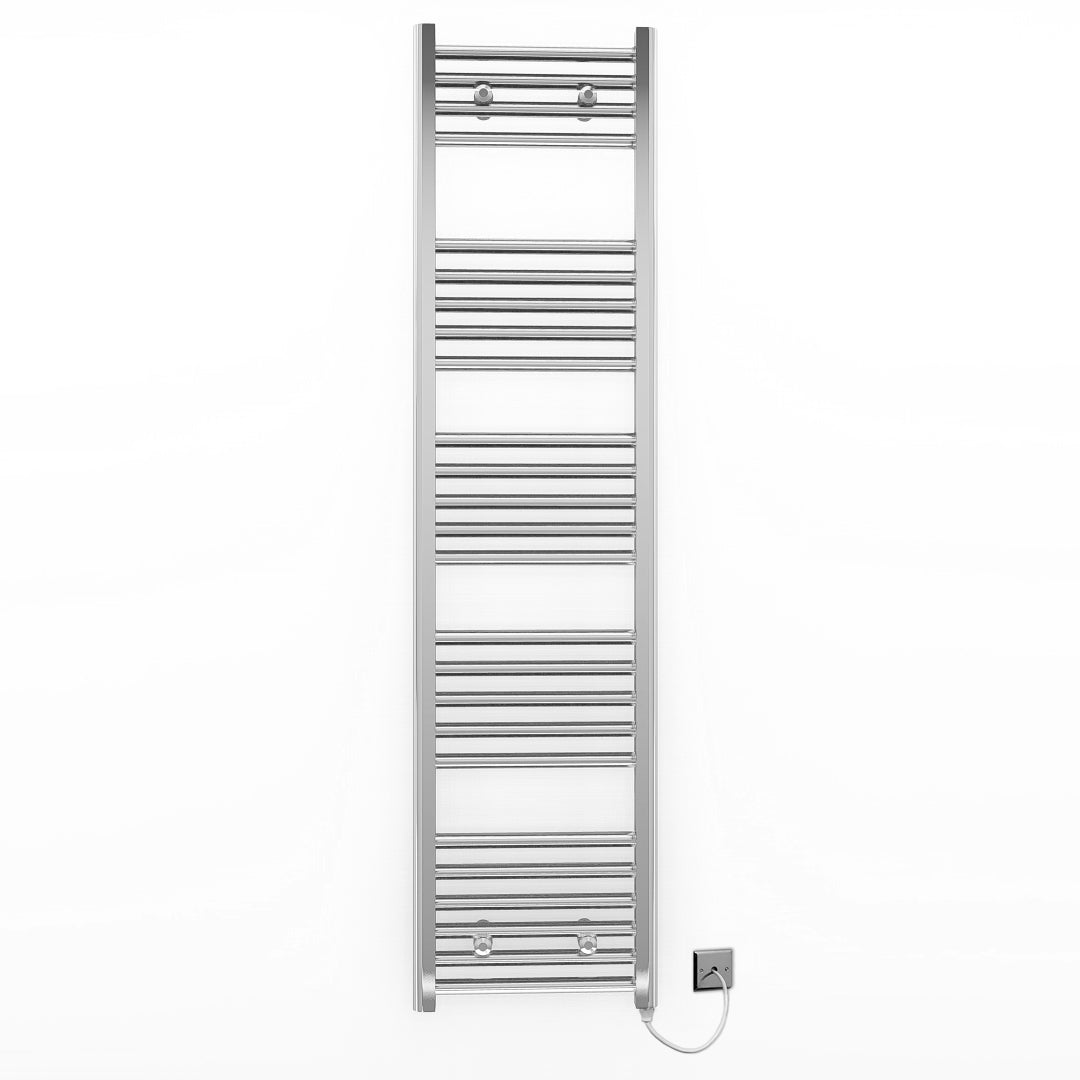 300mm Wide - Electric Heated Towel Rail Radiator - Flat Chrome - Straight