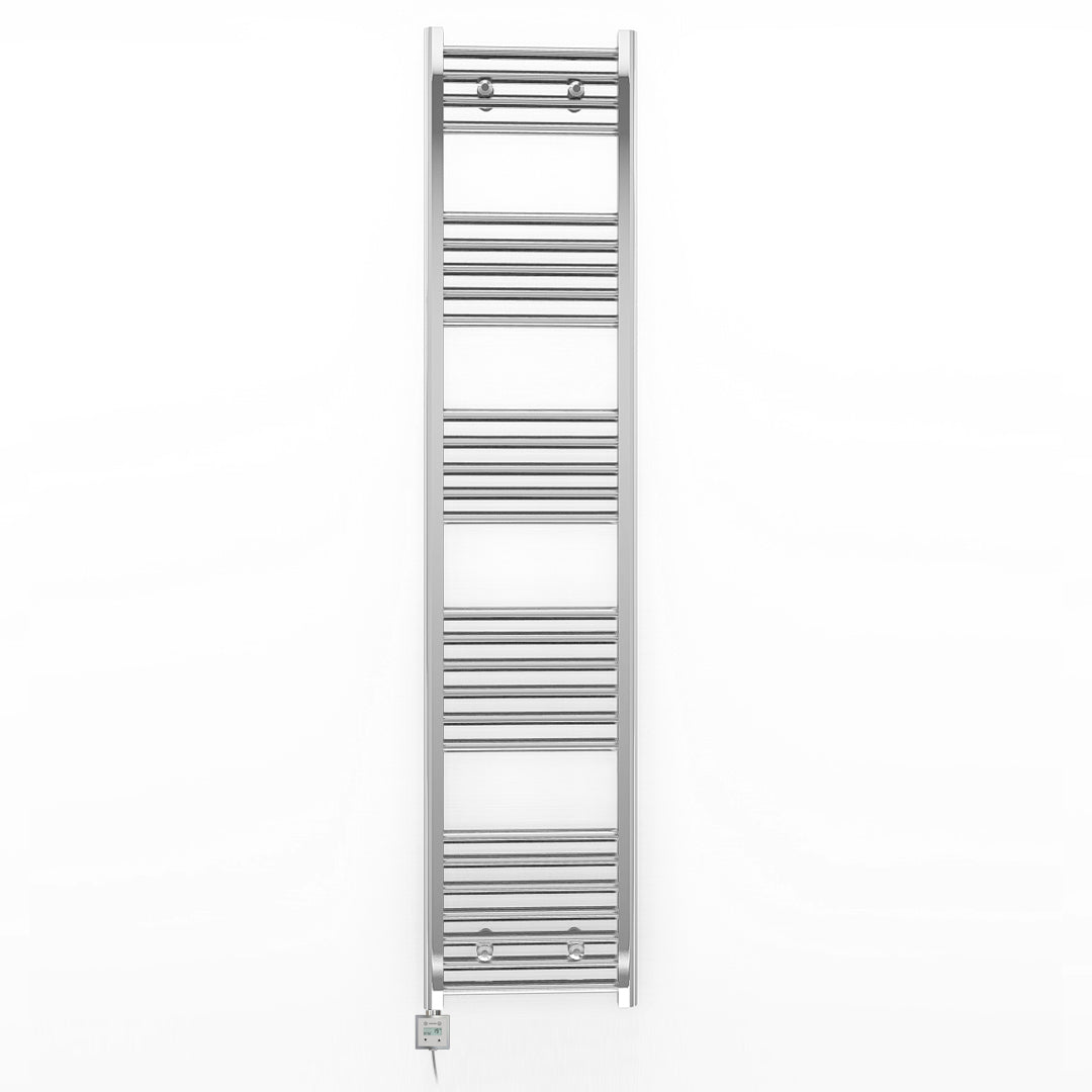 400mm Wide - Electric Heated Towel Rail Radiator - Flat Chrome - Straight