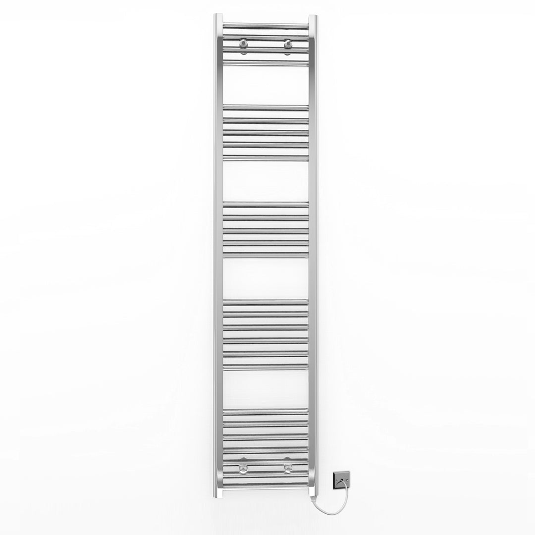 350mm Wide - Electric Heated Towel Rail Radiator - Flat Chrome - Straight