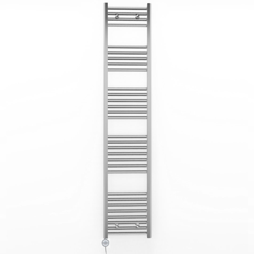 400mm Wide - Electric Heated Towel Rail Radiator - Flat Chrome - Straight