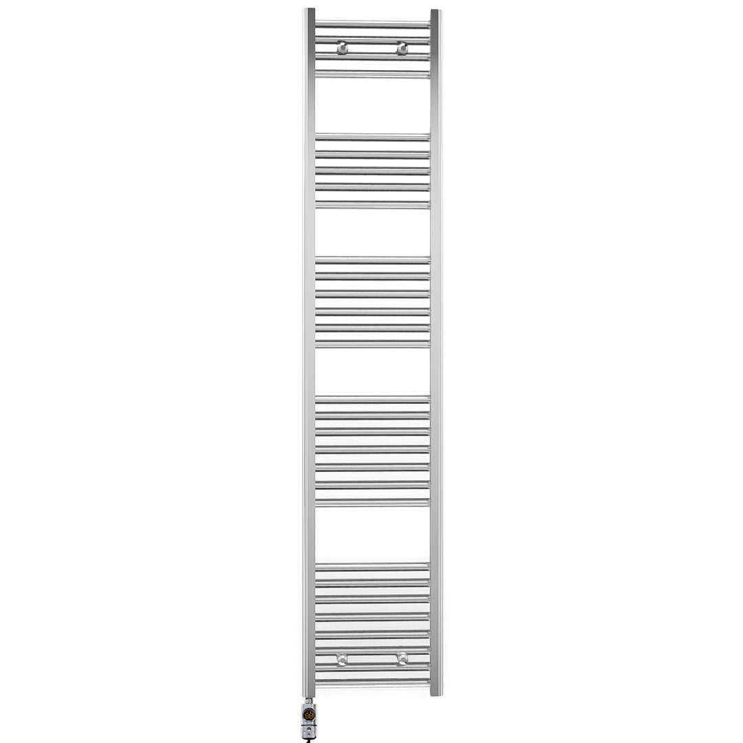 400mm Wide - Electric Heated Towel Rail Radiator - Flat Chrome - Straight