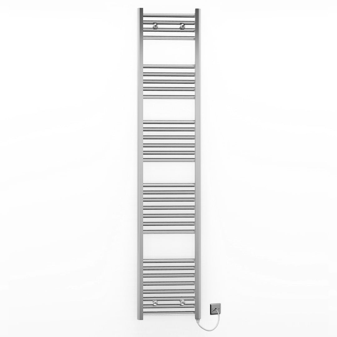 450mm Wide - Electric Heated Towel Rail Radiator - Flat Chrome - Straight