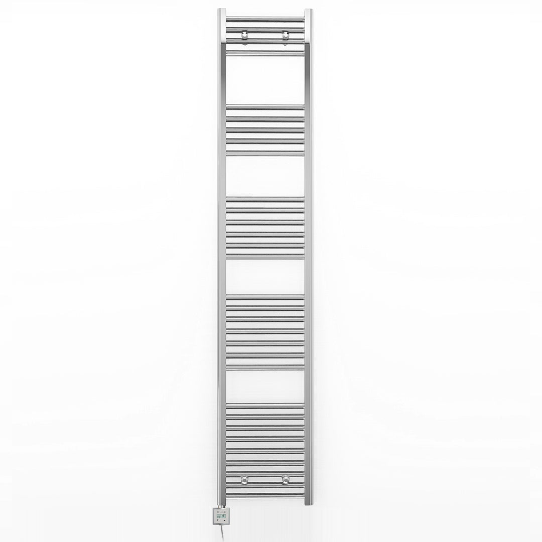 400mm Wide - Electric Heated Towel Rail Radiator - Flat Chrome - Straight