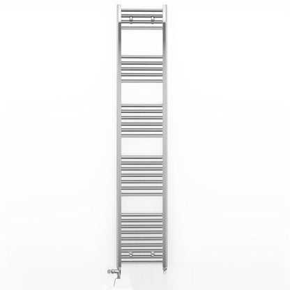 Dual Fuel 400mm x 1800mm Straight Chrome  Heated Towel Rail Radiator- (incl. Valves + Electric Heating Kit)