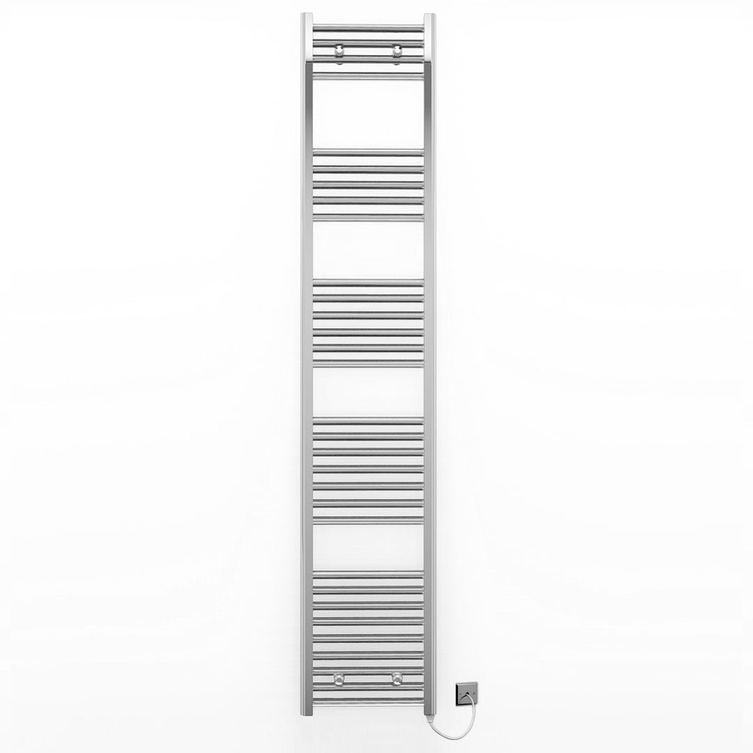 300mm Wide - Electric Heated Towel Rail Radiator - Flat Chrome - Straight