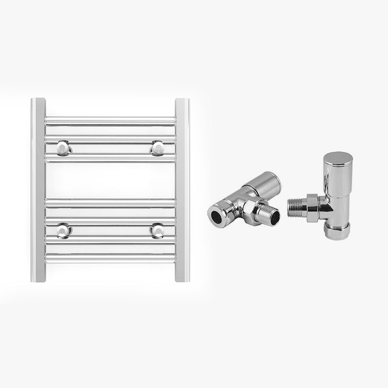 Small 350mm x 400mm Straight Chrome Heated Towel Rail Radiator