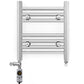 Small Dual Fuel 300mm x 400mm Straight Chrome  Heated Towel Rail Radiator- (incl. Valves + Electric Heating Kit)