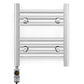 Small 450mm x 400mm Straight Chrome Electric Pre-Filled Heated Towel Rail Radiator