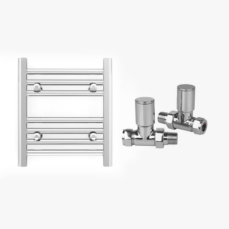 Small 450mm x 400mm Straight Chrome Heated Towel Rail Radiator