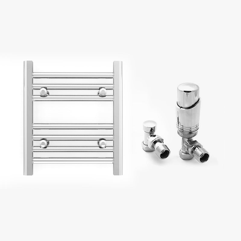 Small 350mm x 400mm Straight Chrome Heated Towel Rail Radiator