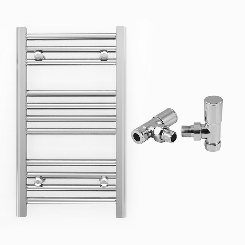 Small 400mm x 600mm Straight Chrome Heated Towel Rail Radiator