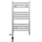 Small Dual Fuel 300mm x 600mm Straight Chrome  Heated Towel Rail Radiator- (incl. Valves + Electric Heating Kit)