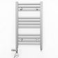 Small Dual Fuel 300mm x 600mm Straight Chrome  Heated Towel Rail Radiator- (incl. Valves + Electric Heating Kit)