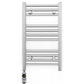 Small 400mm x 600mm Straight Chrome Electric Pre-Filled Heated Towel Rail Radiator