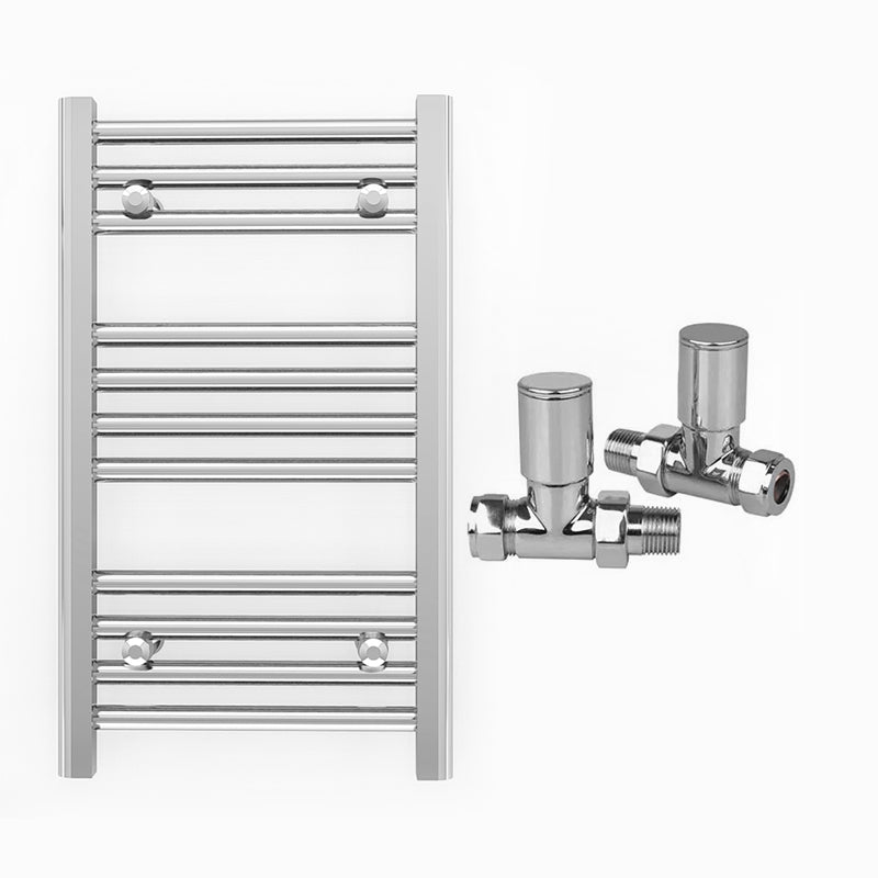 Small 350mm x 600mm Straight Chrome Heated Towel Rail Radiator
