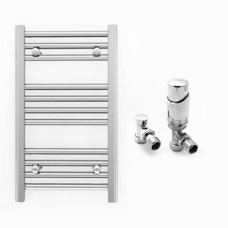 Small 400mm x 600mm Straight Chrome Heated Towel Rail Radiator