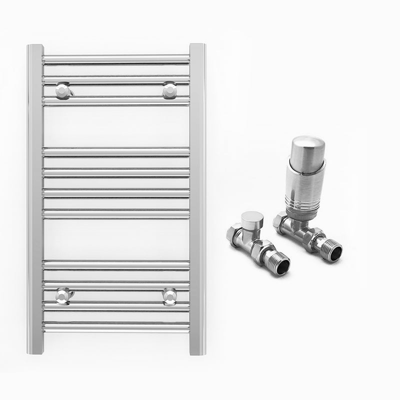 Small 400mm x 600mm Straight Chrome Heated Towel Rail Radiator