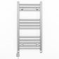 Small 400mm x 700mm Straight Chrome Electric Pre-Filled Heated Towel Rail Radiator