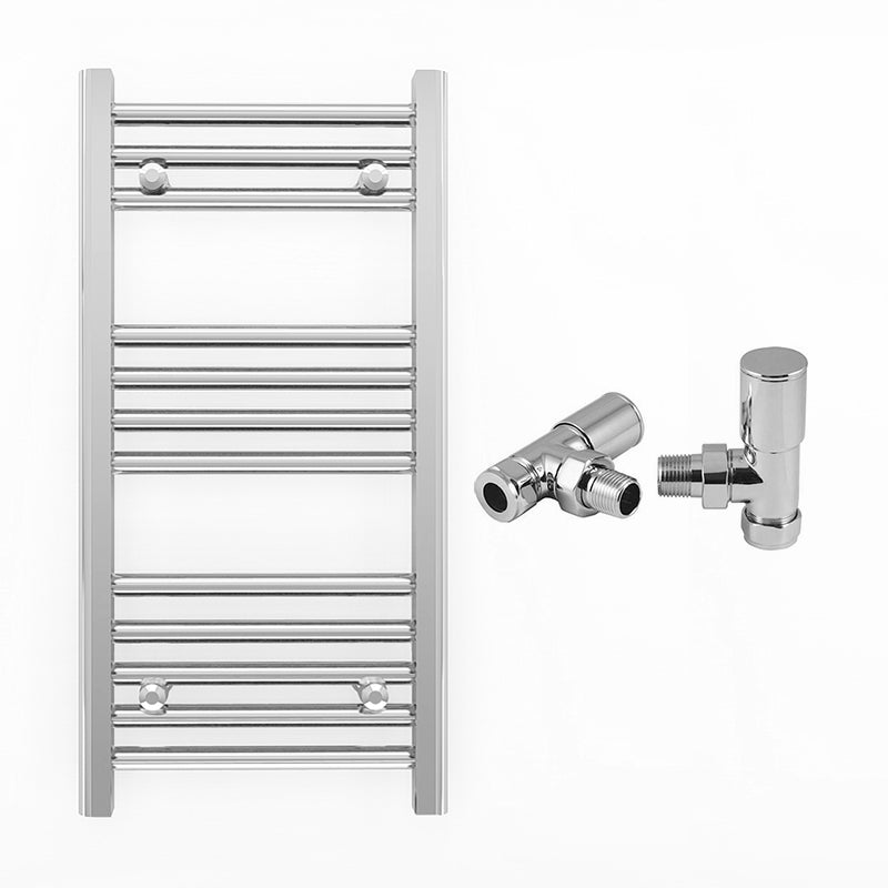 Small 400mm x 700mm Straight Chrome Heated Towel Rail Radiator