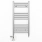 Small Dual Fuel 400mm x 700mm Straight Chrome  Heated Towel Rail Radiator- (incl. Valves + Electric Heating Kit)