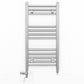 Small Dual Fuel 300mm x 700mm Straight Chrome  Heated Towel Rail Radiator- (incl. Valves + Electric Heating Kit)