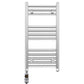 Small 400mm x 700mm Straight Chrome Electric Pre-Filled Heated Towel Rail Radiator