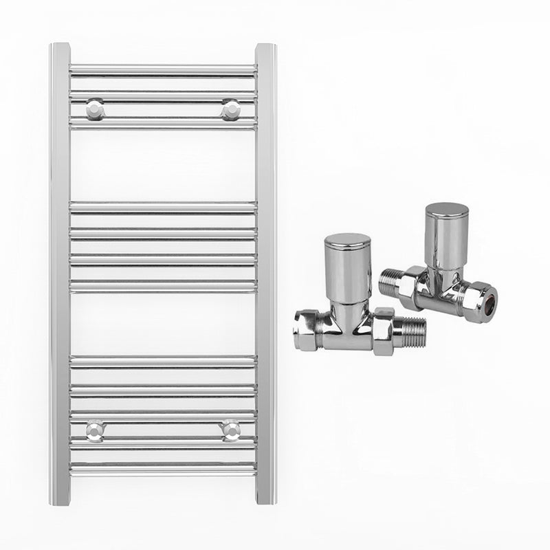 Small 400mm x 700mm Straight Chrome Heated Towel Rail Radiator
