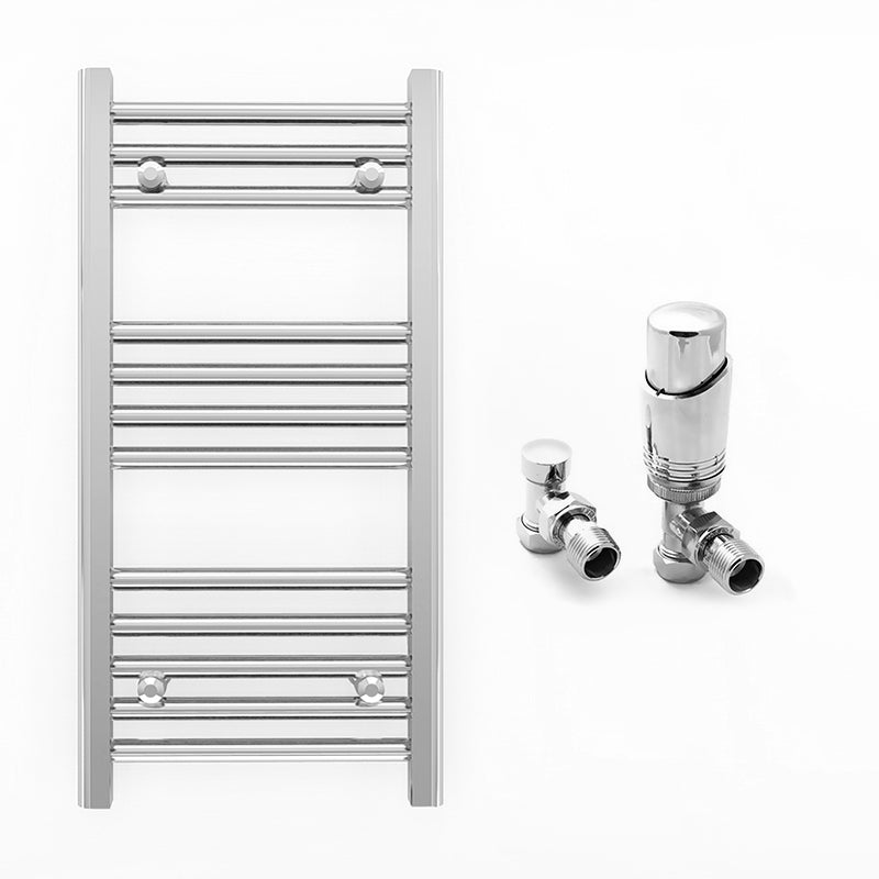 Small 300mm x 700mm Straight Chrome Heated Towel Rail Radiator