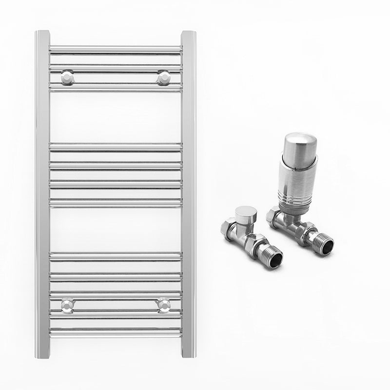 Small 400mm x 700mm Straight Chrome Heated Towel Rail Radiator