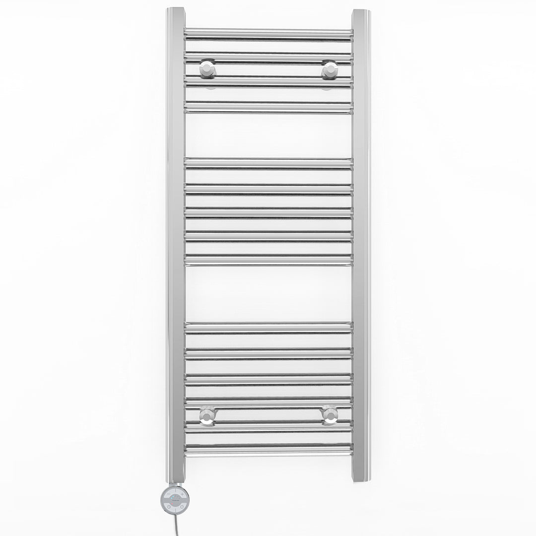 Small 450mm x 800mm Straight Chrome Electric Pre-Filled Heated Towel Rail Radiator