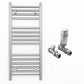Small 450mm x 800mm Straight Chrome Heated Towel Rail Radiator