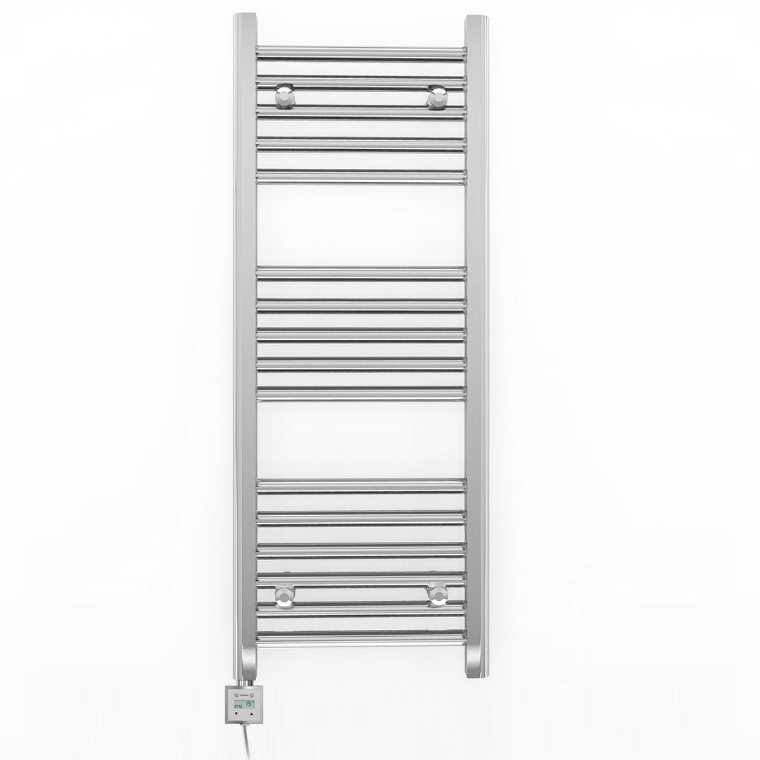 Small 400mm x 900mm Straight Chrome Electric Pre-Filled Heated Towel Rail Radiator